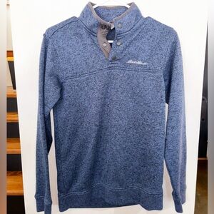 Eddie Bauer 1/4 Snap Sweatshirt Mens Small Heather Blue Long Sleeve Pullover